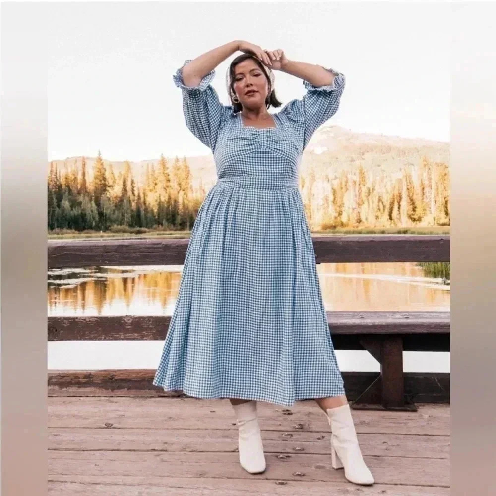 Jessa Kae x Leah Ryder Blue Gingham Dress 1x - Picture 1 of 7